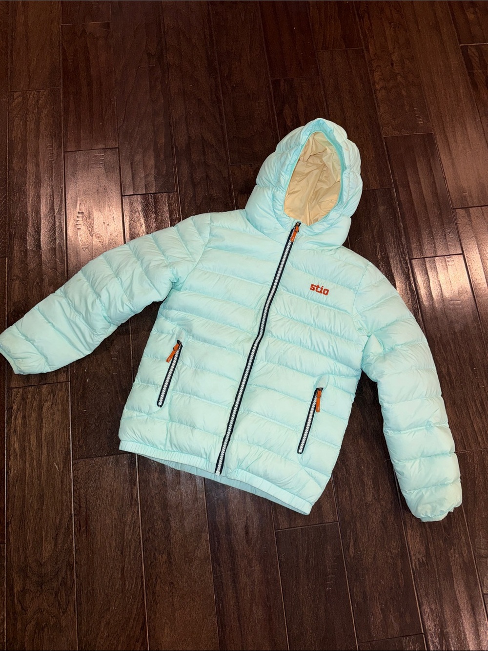 Stio mint green Aqua Youth Hooded Down Puffer size 12 like new condition